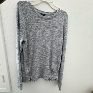 Ann Taylor Gray Long Sleeve Sweater with Zipper Accents